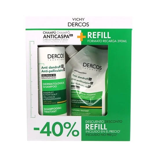 Dercos Pack Champú Cabello Seco 390ml + Recambio 390ml