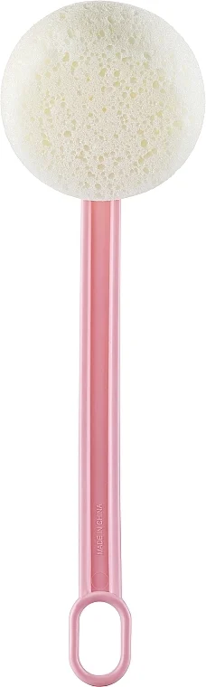 Spugna doccia, bianca con manico rosa