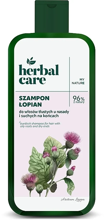 Shampoo con estratto di radice di bardana per radici grasse e punte secche dei capelli