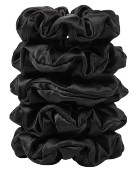 Yuaia 5-pak Soft Satin Scrunchies Medium Black