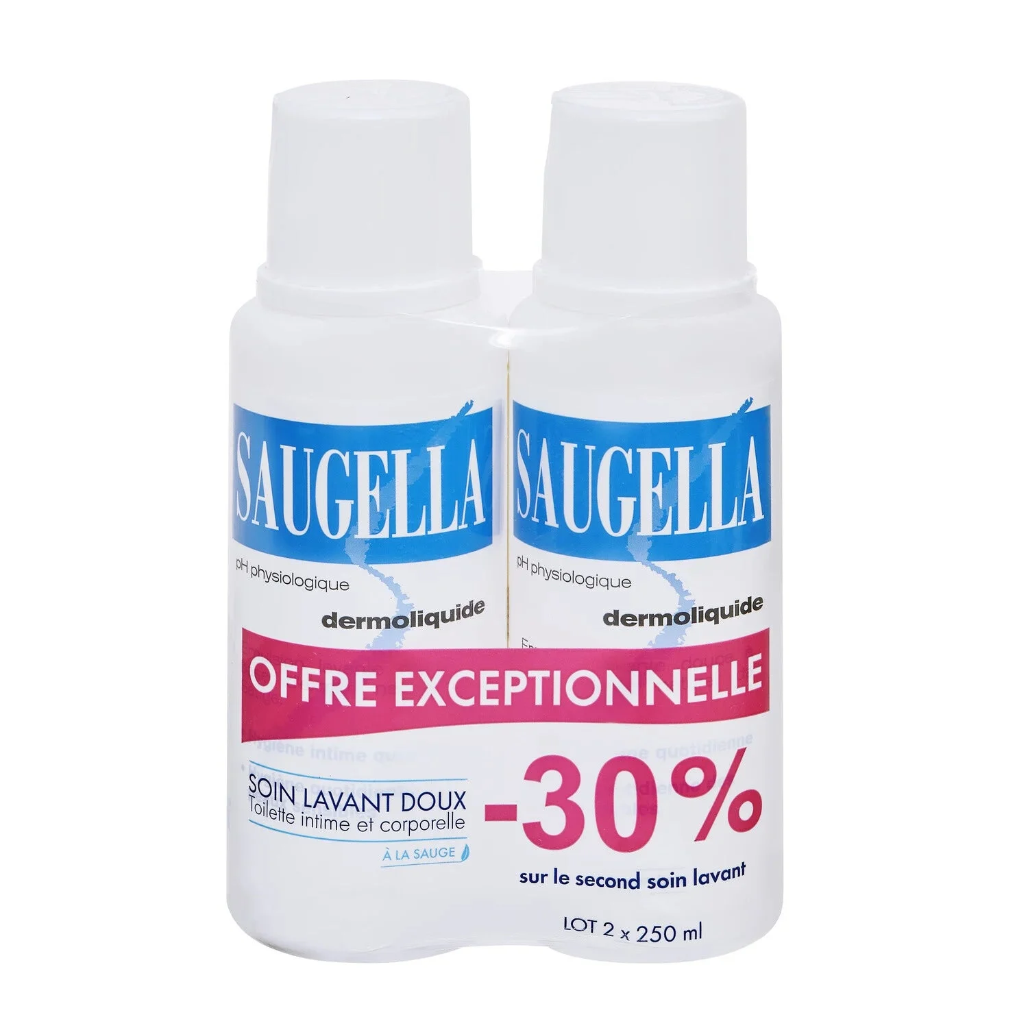 Saugella Dermoliquide Emulsion Lavante 2x250ml Lot × 2