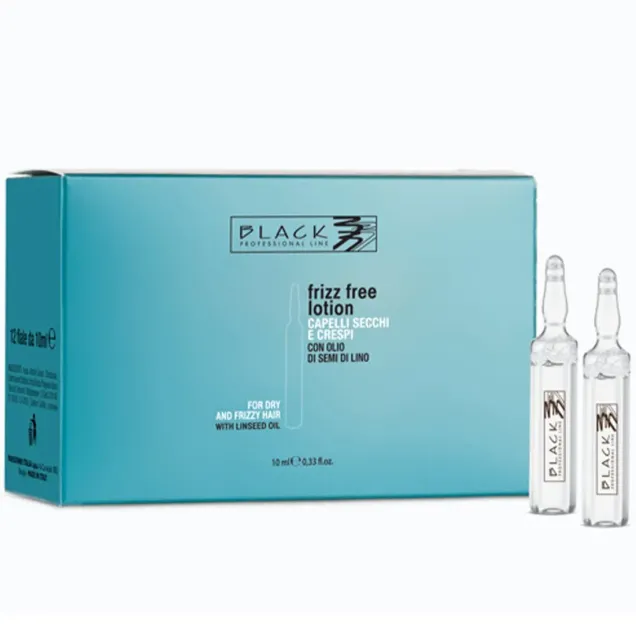 12 Fiale Capelli Anticrespo ai Semi di Lino Black Professional