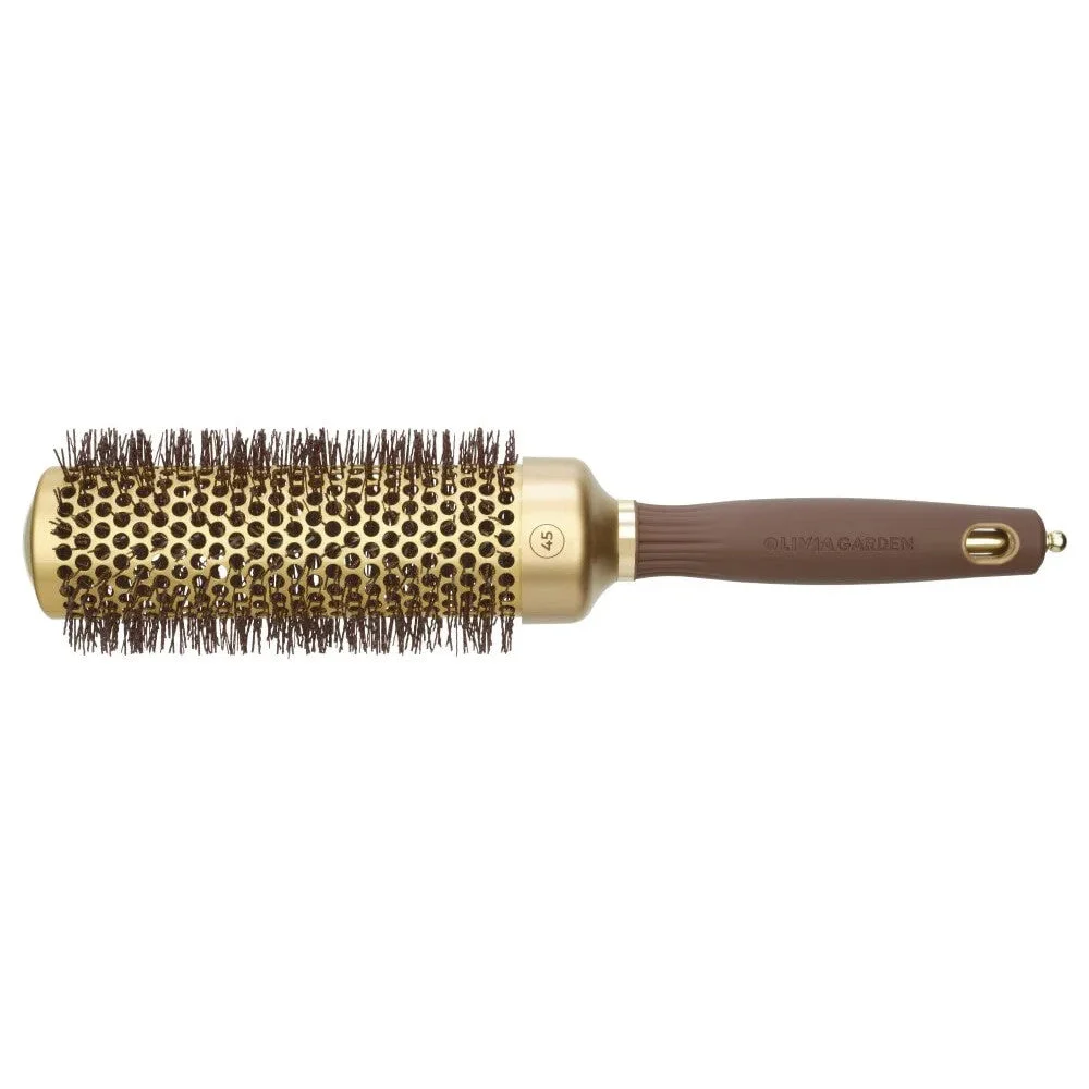 Olivia garden Spazzola rotonda Expert Blowout Shine con setole ondulate oro e marrone ( 45 mm )