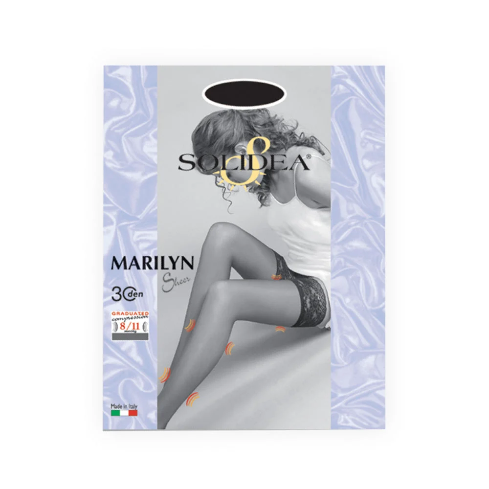 Solidea Marilyn 30 Den Calze Autoreggenti Velate Compressione 8 11mmHg 2M Nero