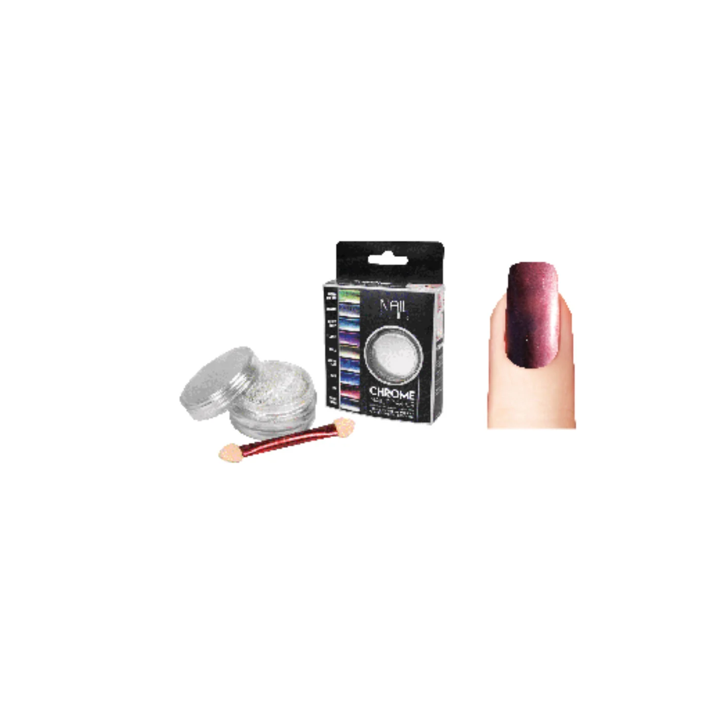Chrome nail powder red