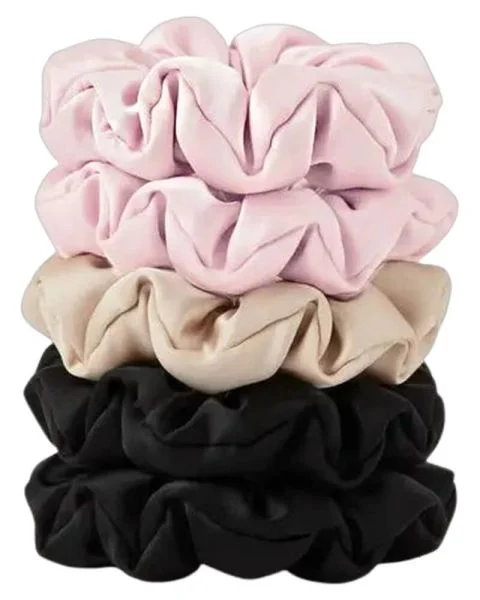 Yuaia 5-pak Soft Satin Scrunchies Medium Blush