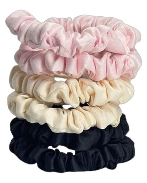 Yuaia 6-pak Soft Satin Scrunchies Small Blush