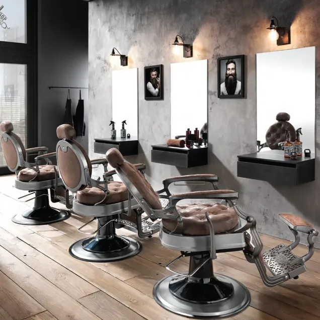 3 Poltrone Barbiere Vintage Marroni Offerta Hair Lead