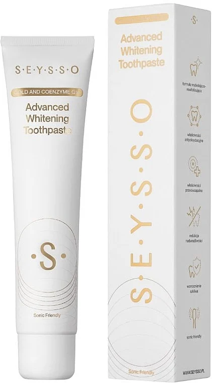 Dentifricio sbiancante con particelle d'oro