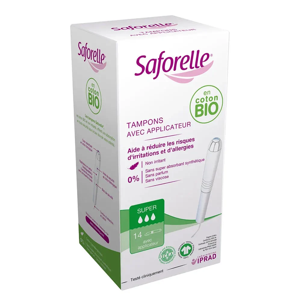 Saforelle Tamponi Super Con Applicatore Cotone Bio X14