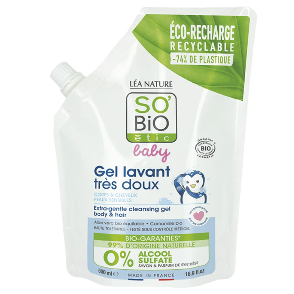 LÉa nature so bio étic Baby - Shampoo 2x1 e Doccia Delicato, ricarica da 500 ml