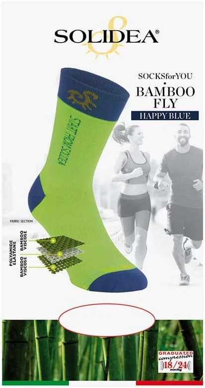 Solidea Socks For You Bamboo Fly Happy Blue Compressione 18 24mmHg Bianco 2M