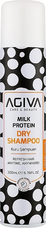 Shampoo secco per capelli con proteine del latte