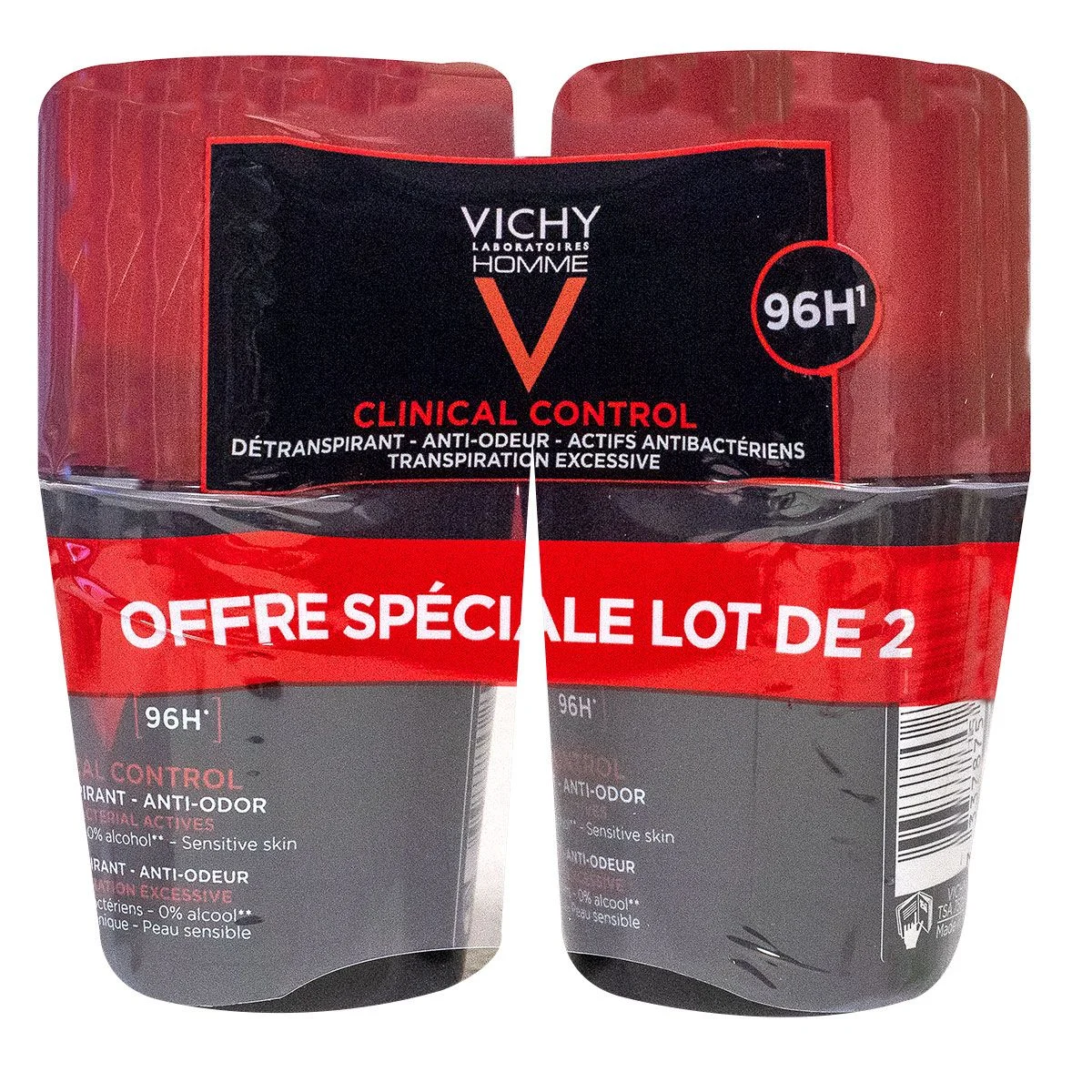 Vichy Deodorante Roll-on traspirante Uomo Antiodore 96h 2x50ml