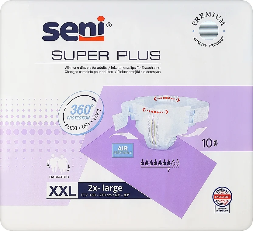 Pannolini per adulti XXL, 160-210 cm, 10 pz.