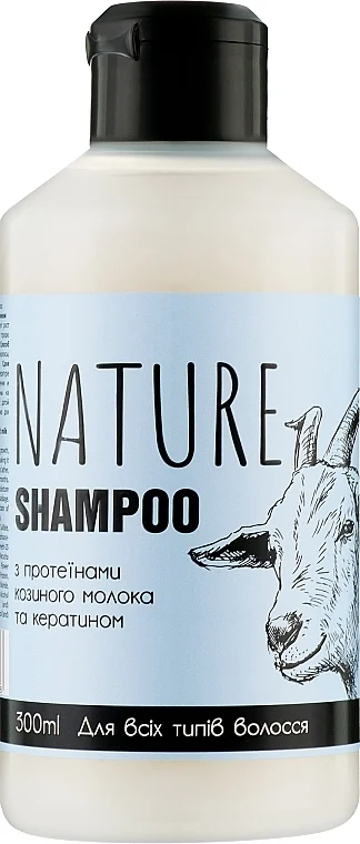Shampoo per tutti i tipi di capelli con proteine del latte di capra e cheratina