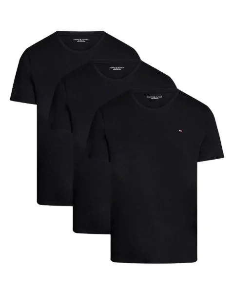 Tommy Hilfiger Cotton Crew Neck Tee 3-Pack Sort Str. M