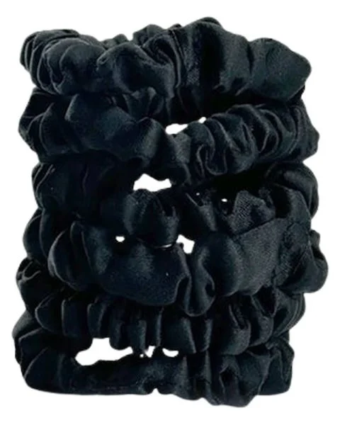 Yuaia 6-pak Soft Satin Scrunchies Small Black