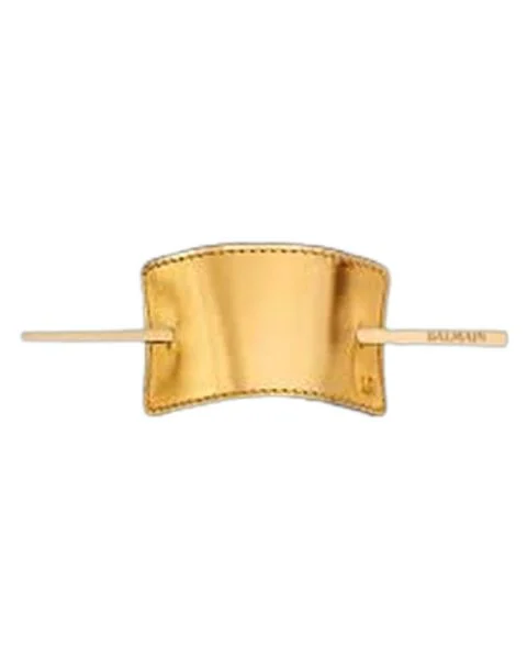 Balmain Hair Couture Hair Barrette Leather – Gold