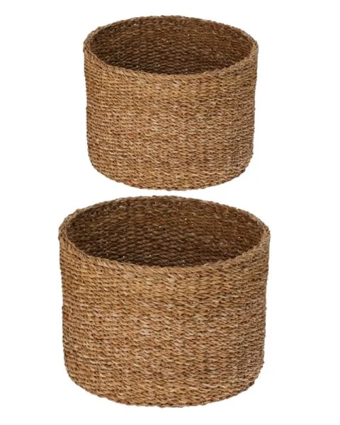 Excellent Housware H&S Collections Round Seagrass Basket 25x15 + 20x14