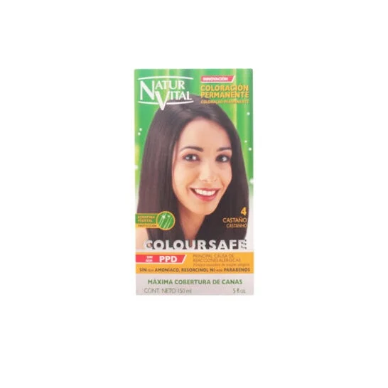 NaturVital Colore Permanente per Capelli Coloursafe 4 Brown 150ml