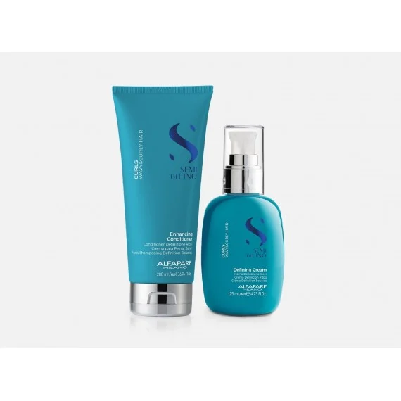 Alfaparf Semi Di Lino Curls Enhancing Conditioner+Defining Cream 200+125ml - kit capelli ricci/mossi