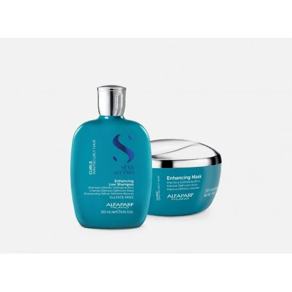 Alfaparf Semi Di Lino Curls Low Shampoo+Enhancing Mask 250+200ml - kit capelli ricci/mossi