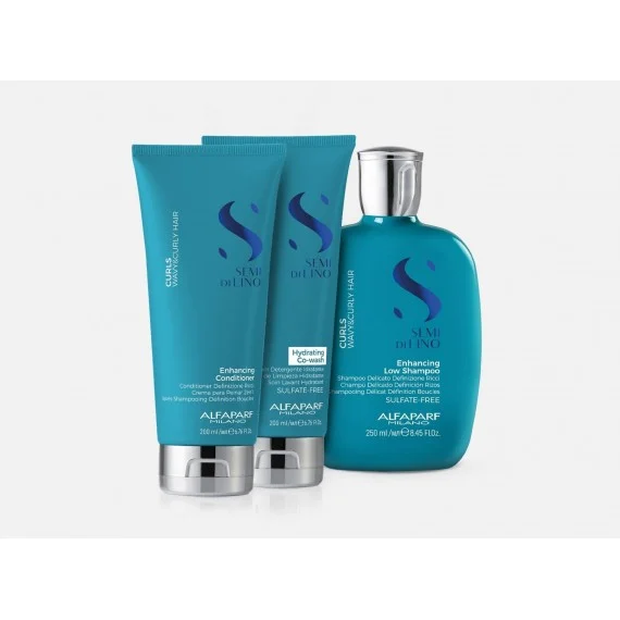 Alfaparf Semi Di Lino Curls Shampoo+Co-Wash+Conditioner 250+200+200ml - kit capelli ricci