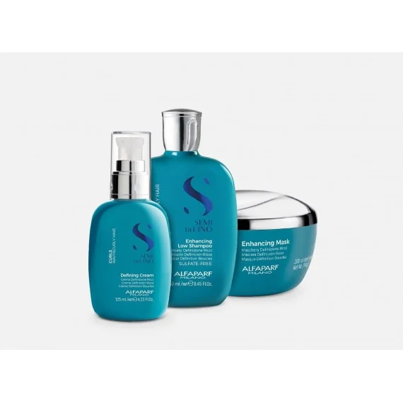Alfaparf Semi Di Lino Curls Shampoo+Mask+Defining Cream 250+200+125ml - kit capelli ricci/mossi/secchi