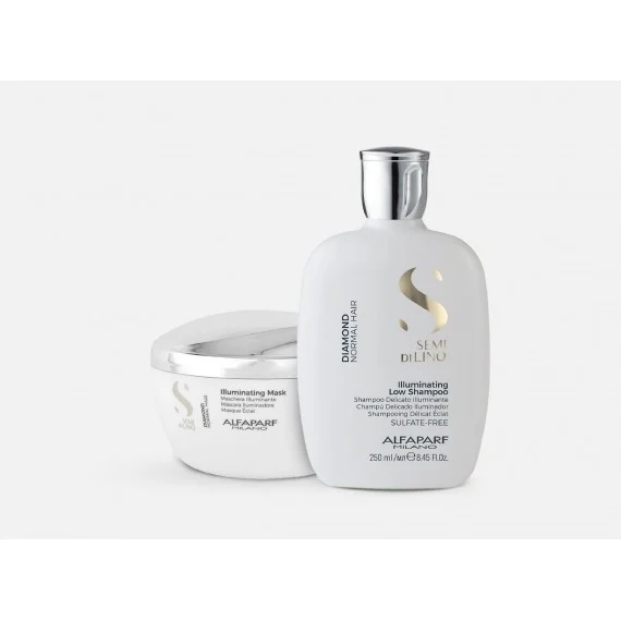 Alfaparf Semi Di Lino Diamond Illuminating Shampoo+Mask 250+200ml - kit per tutti i tipi di capelli