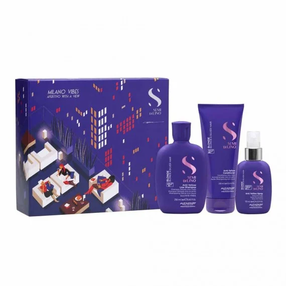 Alfaparf Semi Di Lino Holiday Set Blonde For Blonde& Silver 250+200+125ml NEW - kit capelli biondi grigi decolorati