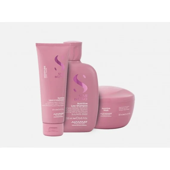 Alfaparf Semi Di Lino Moisture Nutritive Shampoo+Leave-In Conditioner+Mask 250+200+200ml