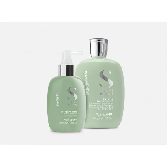 Alfaparf Semi Di Lino Scalp Care Dandruff Purifying Shampoo+Energizing Tonic 250+125ml - kit anti-forfora