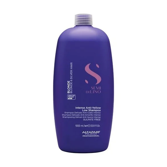 Alfaparf Semi di Lino Blonde Anti Yellow Low Shampoo 1000ml - shampoo antigiallo capelli biondo freddo, decolorati bianchi
