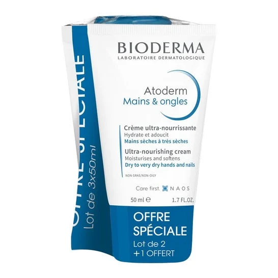 BIODERMA ATODERM Crema mani e unghie Set di 3 tubi da 50 ml