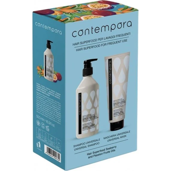 CONTEMPORA Kit Univerale Uso Frequente 500+350ml - kit detergente idratante tutti i tipi di capelli