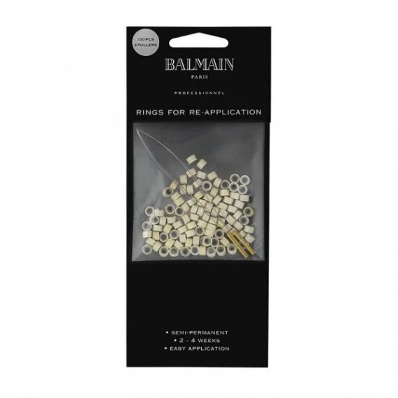 DOUBLEHAIR EXTENSIONS BALMAIN Soft Rings Beige 100 pcs - anelli beige morbidi con inserto in silicone extesions