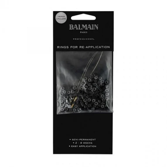 DOUBLEHAIR EXTENSIONS BALMAIN Soft Rings Black 100 pcs - anelli neri morbidi con inserto in silicone extesions