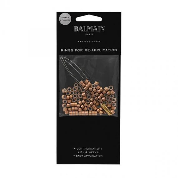DOUBLEHAIR EXTENSIONS BALMAIN Soft Rings Brown 100 pcs - anelli marroni morbidi con inserto in silicone extesions