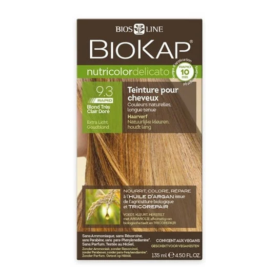 Biokap Delicato Rapid Tinte Nr 9,30 Rubio Muy Claro Dorado 135ml