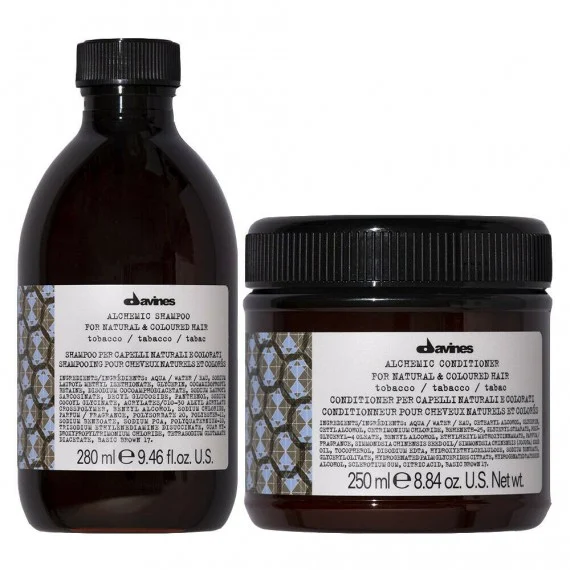 Davines Alchemic Tabacco Shampoo + Conditioner 280+250ml - kit riflessante idratante capelli castani