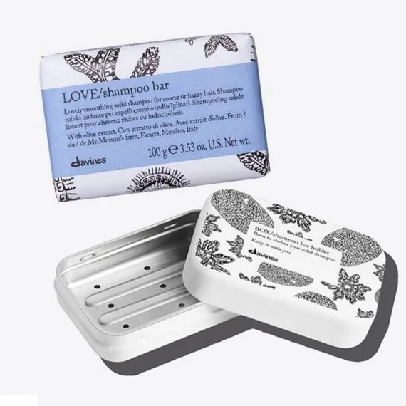 Davines Love Smooth Shampoo Bar 100gr + Box Custodia - shampoo solido lisciante anti-crespo capelli ribelli con box