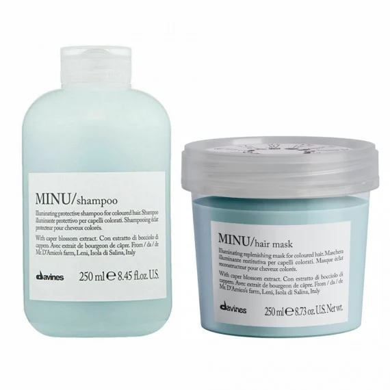 Davines Minu Shampoo + Hair Mask 250+250ml - rituale illuminante idratante protettivo capelli colorati
