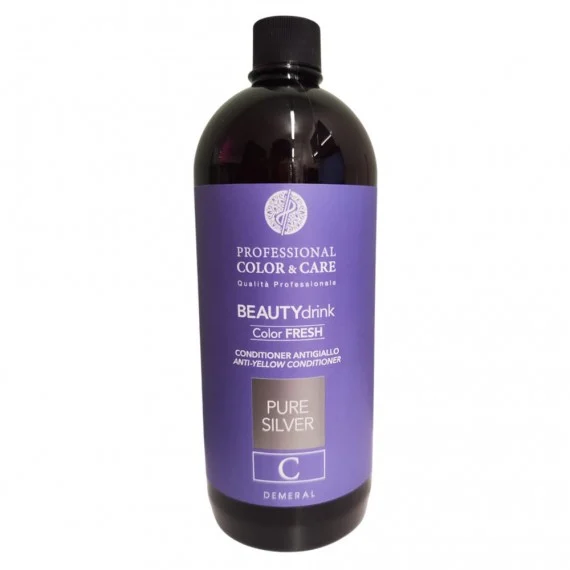 Demeral Beauty Drink Color Fresh Pure Silver Conditioner 1000ml - balsamo antigiallo capelli biondi decolorati, bianchi, grigi