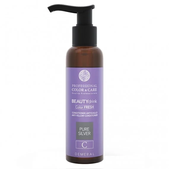 Demeral Beauty Drink Color Fresh Pure Silver Conditioner 100ml - balsamo antigiallo capelli biondi decolorati, bianchi, grigi