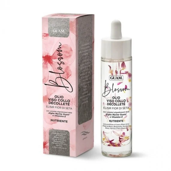 GUAM Blossom Olio Viso Collo e Decolleté 50ml - elisir fiori di seta nutriente viso collo delcolté