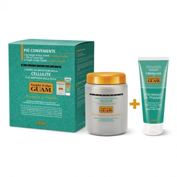 GUAM Fanghi d’Alga Kit Convenienza Formula a Freddo 1kg+250ml - trattamento anticellulite fango+crema gel effetto freddo