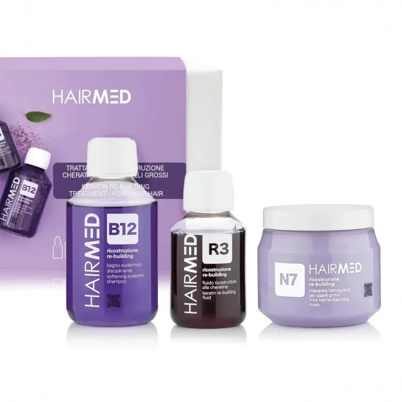 HAIRMED B12 R3 N7 200+100+250ml Kit - Trattamento Ricostruzione Cheratina Capelli Grossi