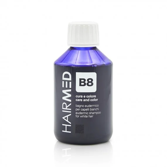 HAIRMED B8 Bagno Eudermico per Capelli Bianchi 200ml - shampoo antigiallo capelli bianchi grigi