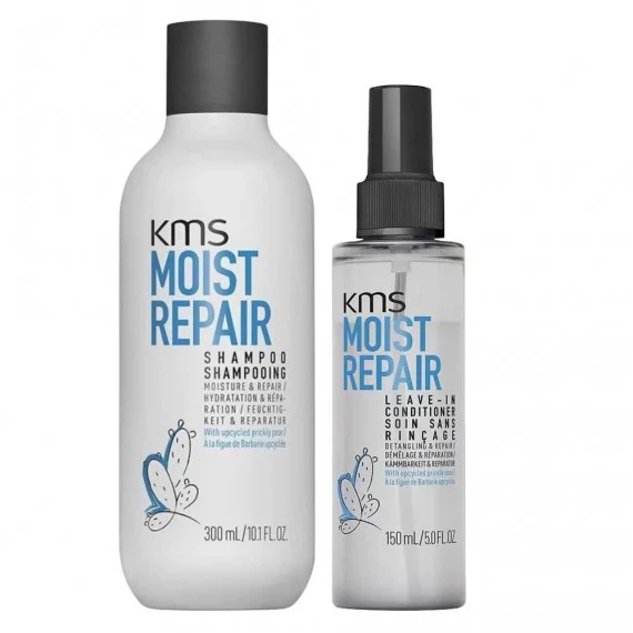 KMS Moist Repair Shampoo+Leave-in Conditioner 300+150ml - kit idratante capelli secchi